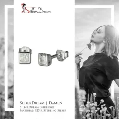 SilberDream Ohrringe Quadrat Zirkonia weiß Silber Ohrstecker SDO704W