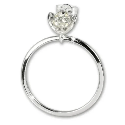 SilberDream Ohrringe Ring mit Blüte weiß 925 Silber SDO526W