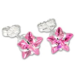 SilberDream Ohrringe Stern Zirkonia rosa 925 Silber SDO513P