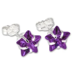 SilberDream Ohrringe Stern Zirkonia amethyst 925 Silber SDO513V