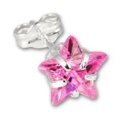 SilberDream Ohrringe Stern Zirkonia rosa 925 Silber SDO513P