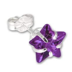 SilberDream Ohrringe Stern Zirkonia amethyst 925 Silber SDO513V