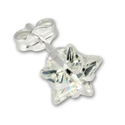 SilberDream Ohrringe Stern Zirkonia weiß 925 Silber SDO513W
