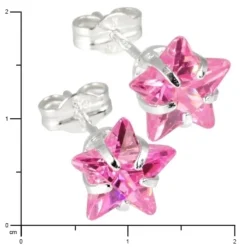 SilberDream Ohrringe Stern Zirkonia rosa 925 Silber SDO513P