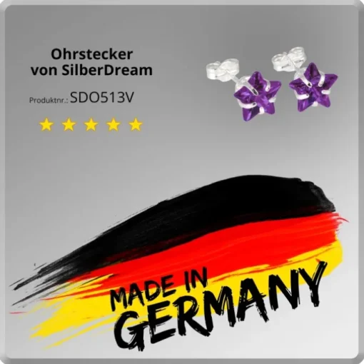 SilberDream Ohrringe Stern Zirkonia amethyst 925 Silber SDO513V