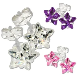 SilberDream Ohrringe Stern Zirkonia amethyst 925 Silber SDO513V