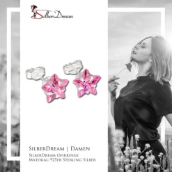 SilberDream Ohrringe Stern Zirkonia rosa 925 Silber SDO513P