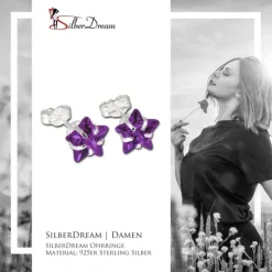 SilberDream Ohrringe Stern Zirkonia amethyst 925 Silber SDO513V