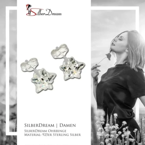 SilberDream Ohrringe Stern Zirkonia weiß 925 Silber SDO513W