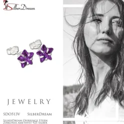 SilberDream Ohrringe Stern Zirkonia amethyst 925 Silber SDO513V