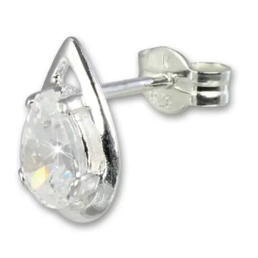 SilberDream Ohrringe Tropfen weiß 925 Silber Ohrstecker SDO506W