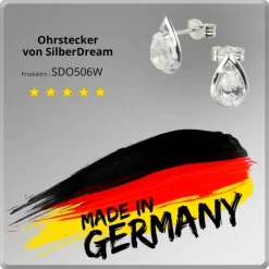 SilberDream Ohrringe Tropfen weiß 925 Silber Ohrstecker SDO506W