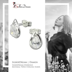 SilberDream Ohrringe Tropfen weiß 925 Silber Ohrstecker SDO506W