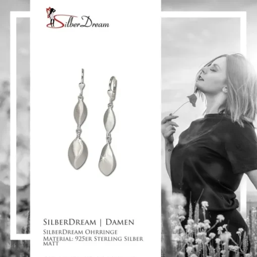 SilberDream Ohrringe Tropfen matt 925 Silber Ohrschmuck SDO346J