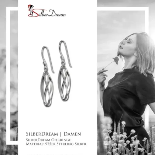 SilberDream Ohrringe verschlungenes Oval 925 Silber Ohrhänger SDO8803
