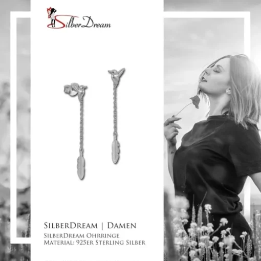 SilberDream Ohrringe Vogel mit Feder 925 Silber Kinder, Damen Ohrhänger SDO8804J