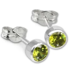 SilberDream Ohrringe Zirkonia olive 925 Silber Ohrstecker SDO503M