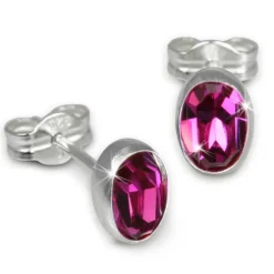 SilberDream Ohrringe Zirkonia oval pink 925er Ohrstecker SDO552P