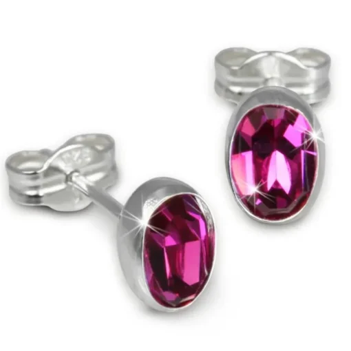 SilberDream Ohrringe Zirkonia oval pink 925er Ohrstecker SDO552P