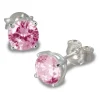 SilberDream Ohrringe Zirkonia rosa 6mm rund Silber Ohrstecker SDO716A
