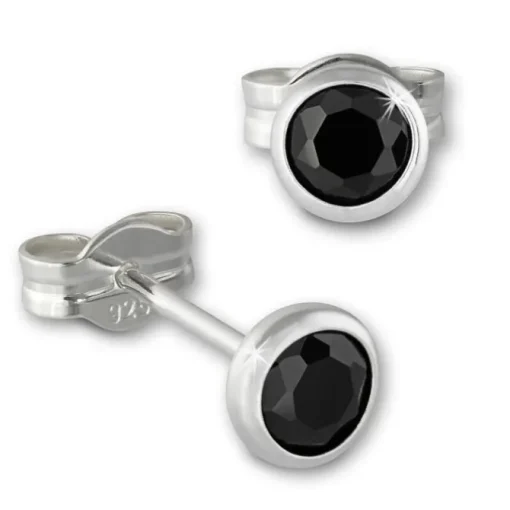 SilberDream Ohrringe Zirkonia schwarz 4mm 925 Silber Ohrstecker SDO5534S