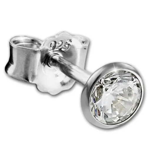 SilberDream Ohrringe Zirkonia weiß 4mm 925 Silber Ohrstecker SDO9204W