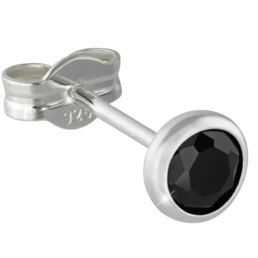 SilberDream Ohrringe Zirkonia schwarz 4mm 925 Silber Ohrstecker SDO5534S