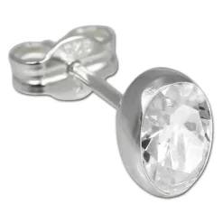 SilberDream Ohrringe Zirkonia oval weiß 925 Silber Ohrstecker SDO552W