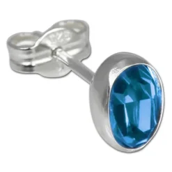 SilberDream Ohrringe Zirkonia oval türkis Silber Ohrstecker SDO552T