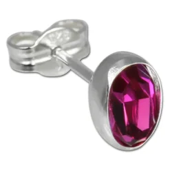 SilberDream Ohrringe Zirkonia oval pink 925er Ohrstecker SDO552P