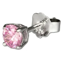 SilberDream Ohrringe Zirkonia rosa 4mm 925 Silber Ohrstecker SDO714A