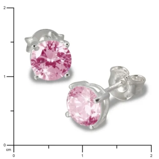 SilberDream Ohrringe Zirkonia rosa 6mm rund Silber Ohrstecker SDO716A