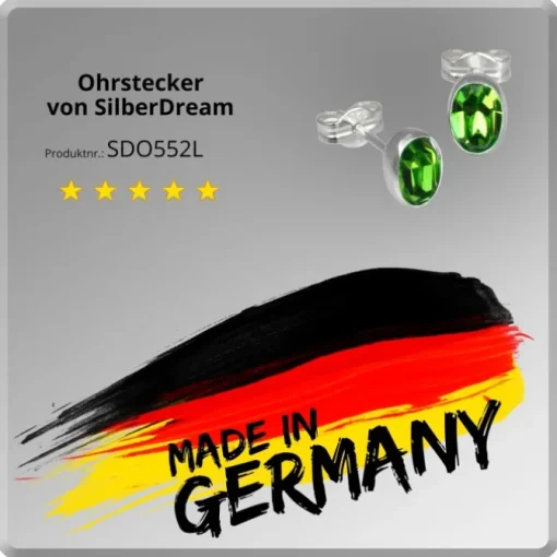 SilberDream Ohrringe Zirkonia oval hellgrün Silber Ohrstecker SDO552L