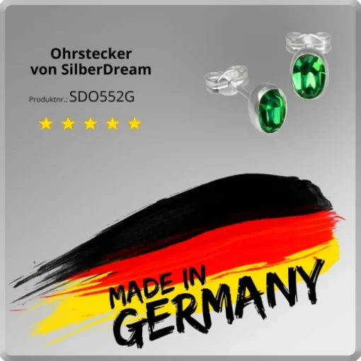 SilberDream Ohrringe Zirkonia oval grün 925 Silber Ohrstecker SDO552G