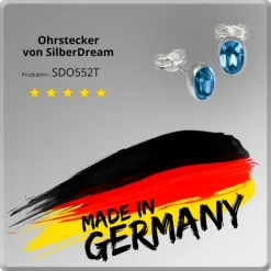 SilberDream Ohrringe Zirkonia oval türkis Silber Ohrstecker SDO552T