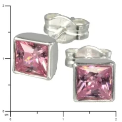 SilberDream Ohrringe Zirkonia rosa 925 Silber Ohrstecker SDO558A