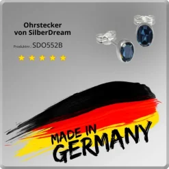 SilberDream Ohrringe Zirkonia oval dunkelblau 925er Ohrstecker SDO552B