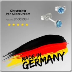 SilberDream Ohrringe Zirkonia hellblau 3mm 925 Silber Ohrstecker SDO5533H