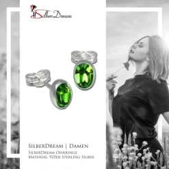 SilberDream Ohrringe Zirkonia oval hellgrün Silber Ohrstecker SDO552L