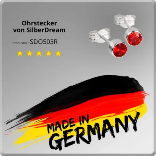 SilberDream Ohrringe Zirkonia rot 925 Silber Ohrstecker SDO503R