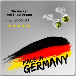 SilberDream Ohrringe Zirkonia olive 925 Silber Ohrstecker SDO503M