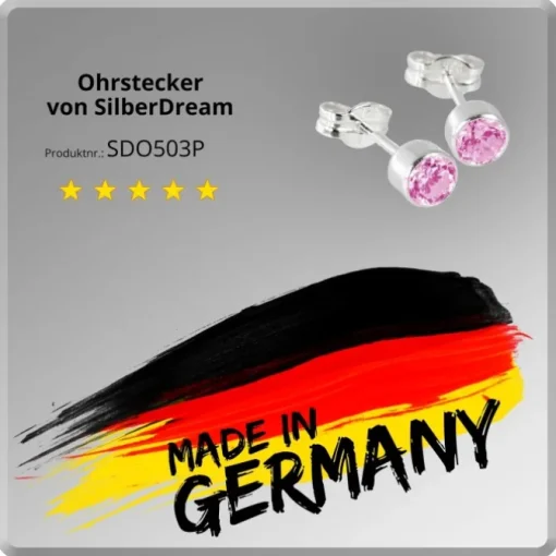 SilberDream Ohrringe Zirkonia pink 925 Silber Ohrstecker SDO503P