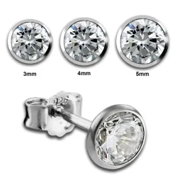 SilberDream Ohrringe Zirkonia weiß 4mm 925 Silber Ohrstecker SDO9204W