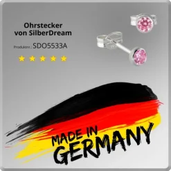 SilberDream Ohrringe Zirkonia rosa 3mm 925 Silber Ohrstecker SDO5533A