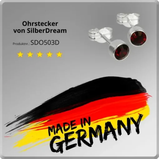 SilberDream Ohrringe Zirkonia dunkelrot 925 Silber Ohrstecker SDO503D