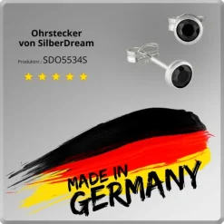 SilberDream Ohrringe Zirkonia schwarz 4mm 925 Silber Ohrstecker SDO5534S