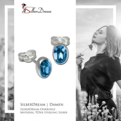 SilberDream Ohrringe Zirkonia oval türkis Silber Ohrstecker SDO552T
