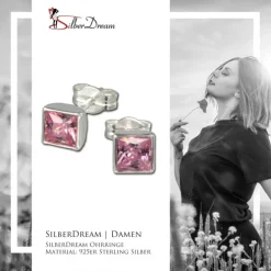 SilberDream Ohrringe Zirkonia rosa 925 Silber Ohrstecker SDO558A