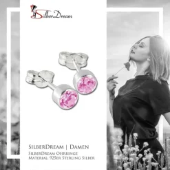 SilberDream Ohrringe Zirkonia pink 925 Silber Ohrstecker SDO503P