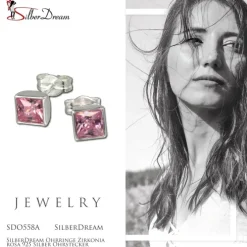 SilberDream Ohrringe Zirkonia rosa 925 Silber Ohrstecker SDO558A